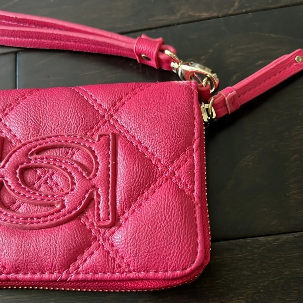 Bebe hot pink wristlet